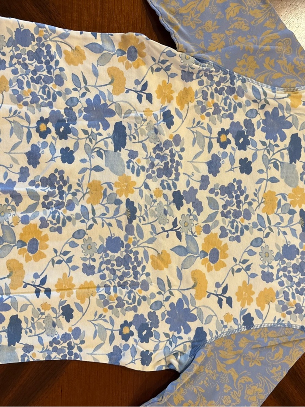 Sigrid Olsen Women’s Blue & Yellow Floral V-Neck Top - Picture 8 of 8